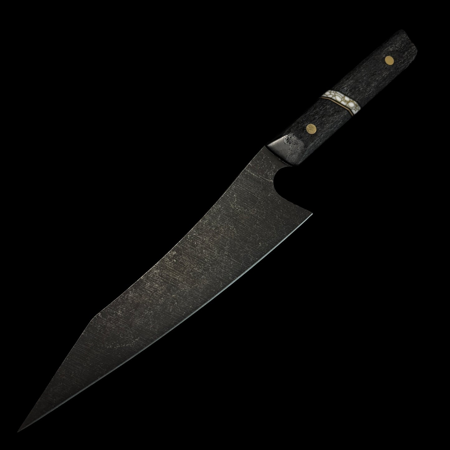 AEBL GYUTO- Camel Bone/ Black G10/ Brass/ Gold Webbed Trustone.