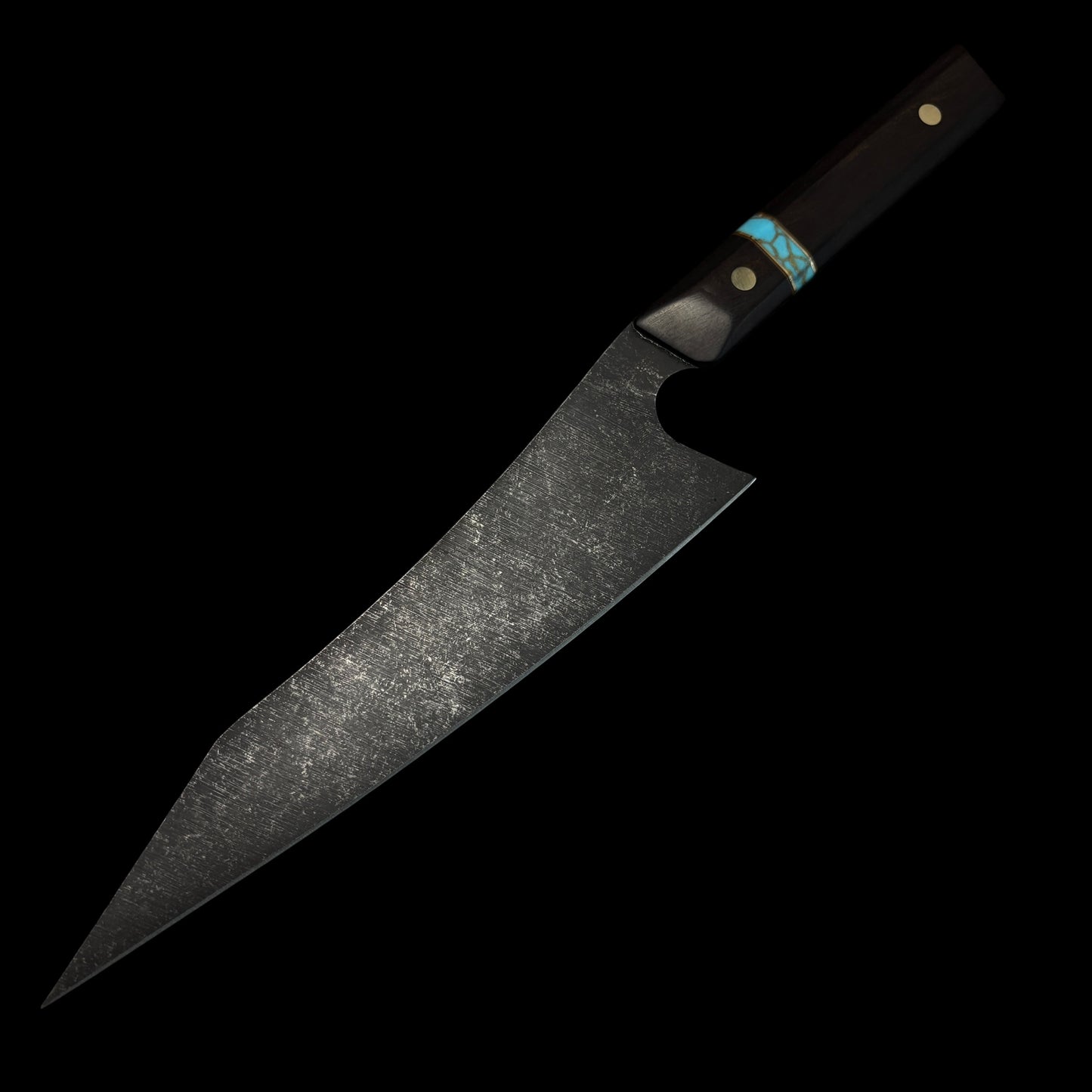 AEBL GYUTO- Iron Wood/ Brass/ Natural Micarta/ Gold Webbed Turquoise.