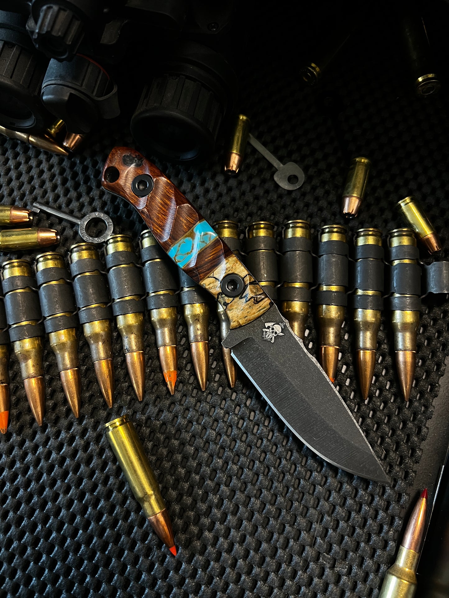 Magnacut Micro Fieldcraft- Spalted Mahogany/ Iron Wood/ Sonoran Turquoise/ Natural Canvas.