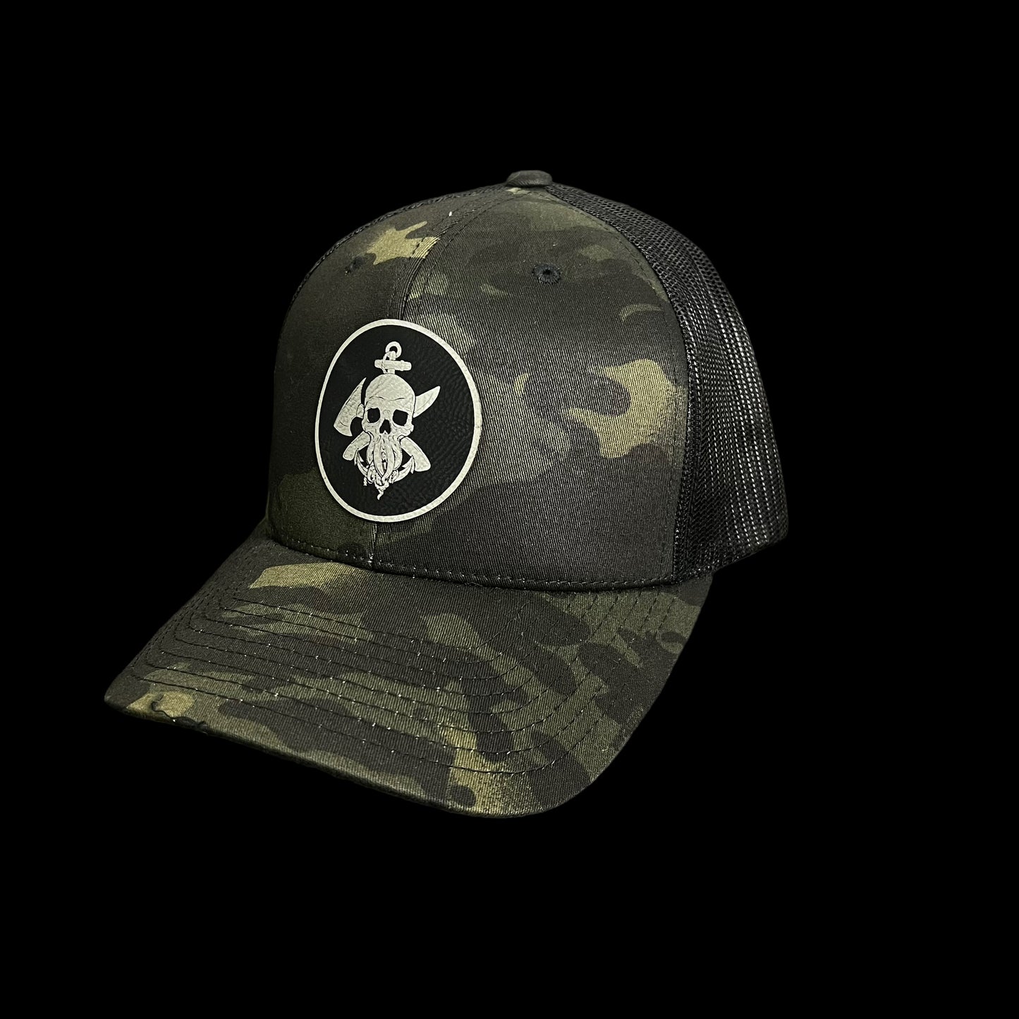 Sea Sick Blades Leather Patch Hat- Black Multicam