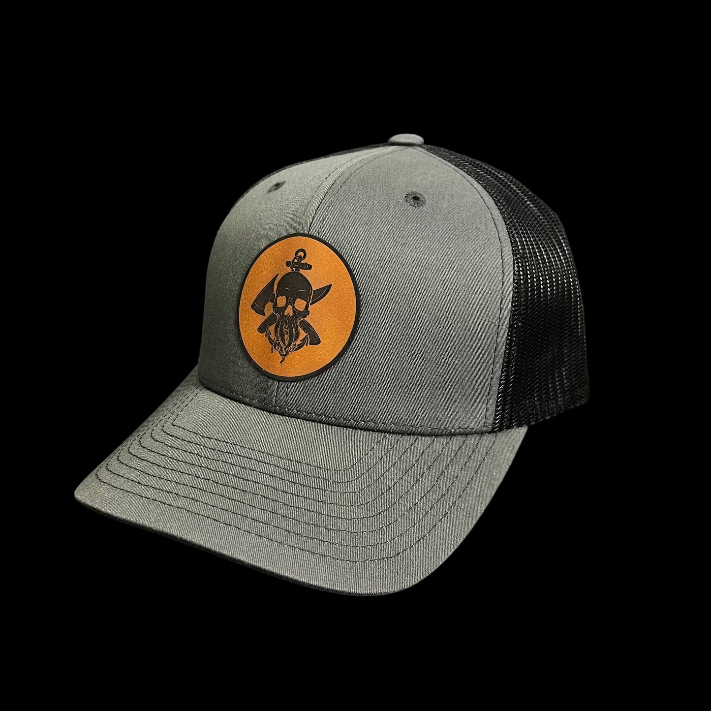 Sea Sick Blades Leather Patch Hat- Grey with Black Mesh