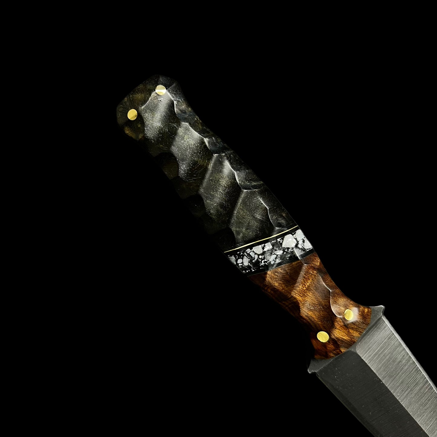 Sea Sykes- Maple Burl/ G10/ Brass/ Soft Stone/Maple Burl. Pins- Brass
