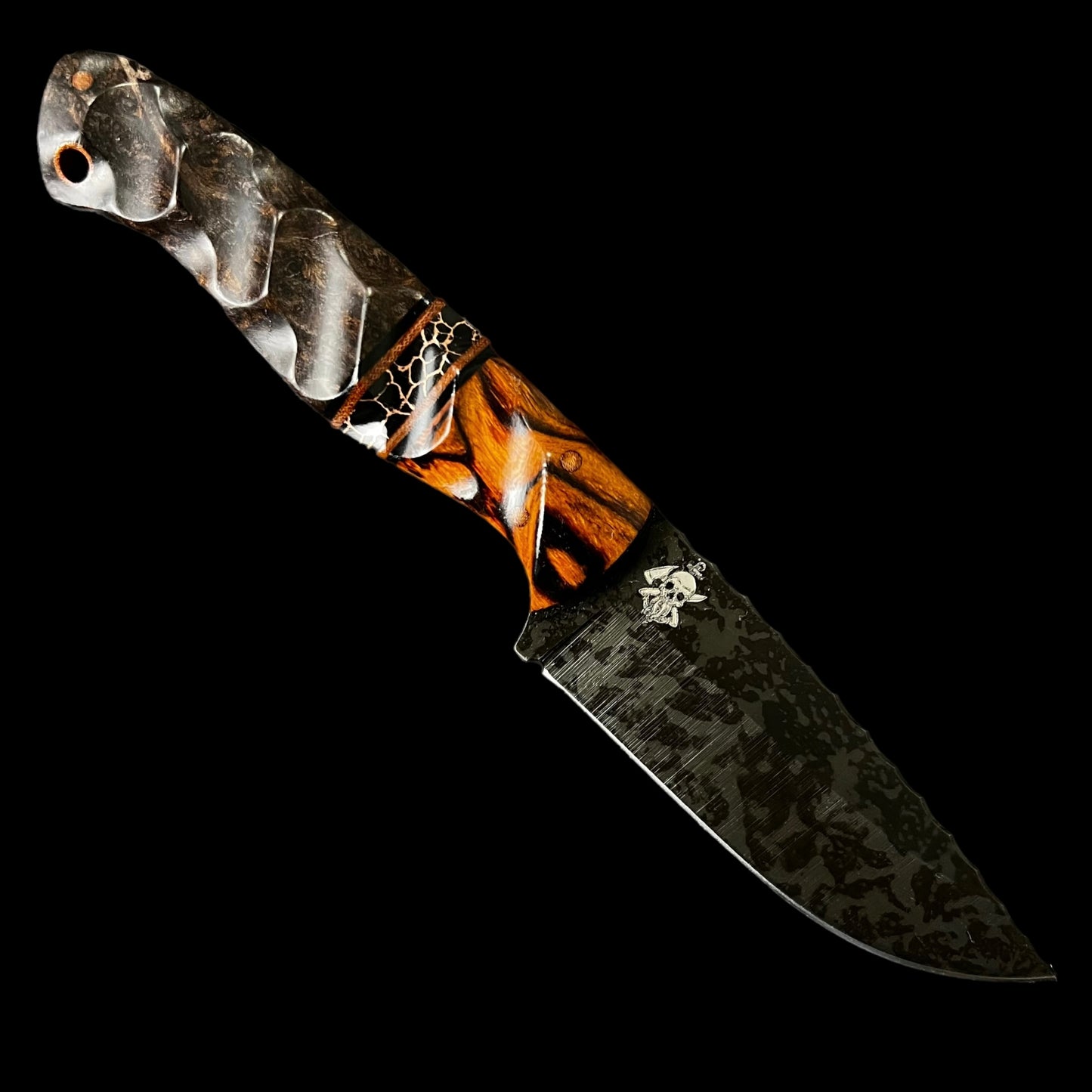 Fieldcraft- Iron Wood/ G10/ Natural Micarta/ Copper Webbed Tru Stone/ Red Wood Burl. Pins- Natural Micarta