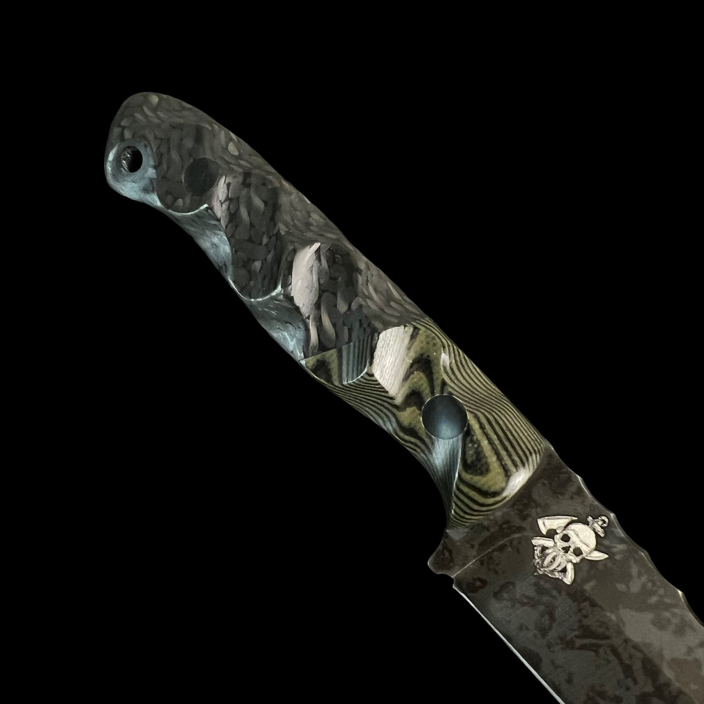 Micro Fieldcraft- OD Green and Black Layered G10/ Carbon Fiber. Pins- Carbon Fiber