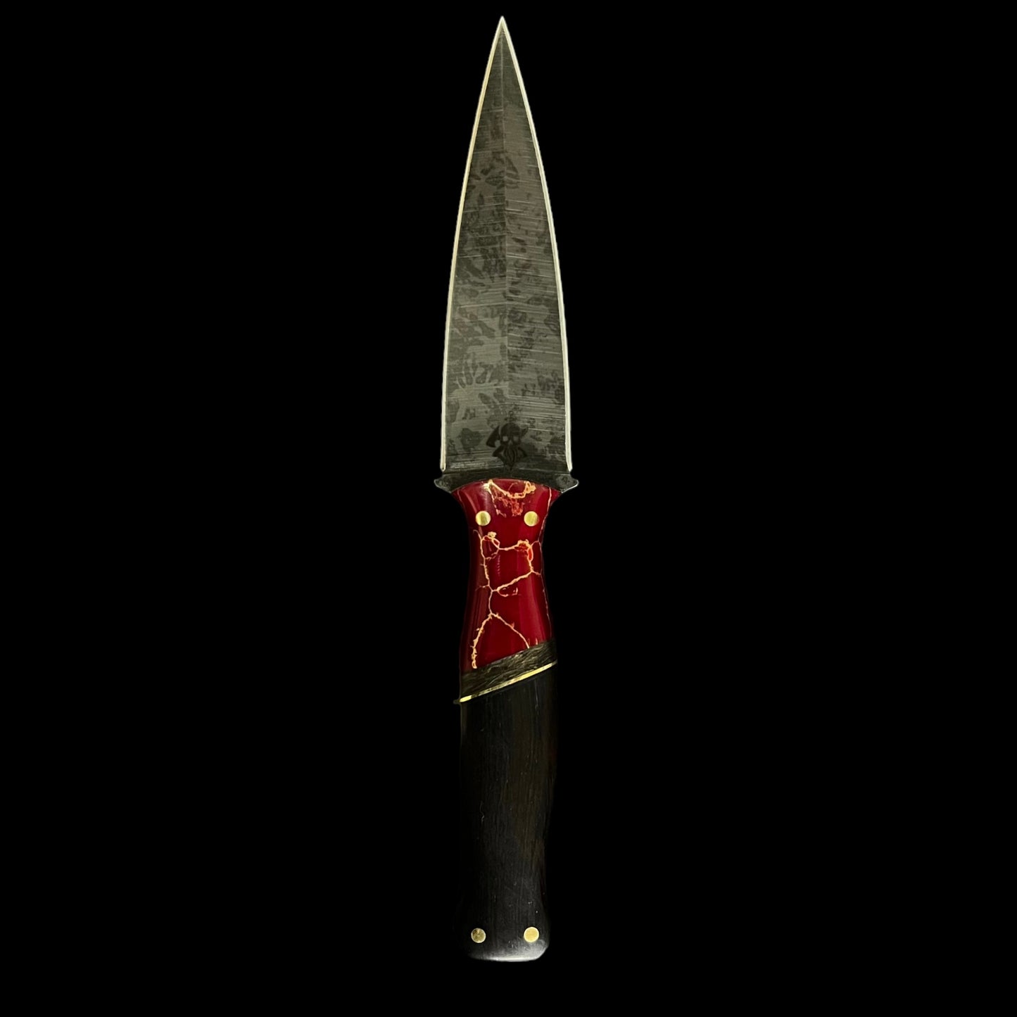 Sea Sykes Blacked Out Logo- Gold Matrix Red Tru Stone/ Carbon Fiber/ Brass/ African Black Wood. Pins-Brass