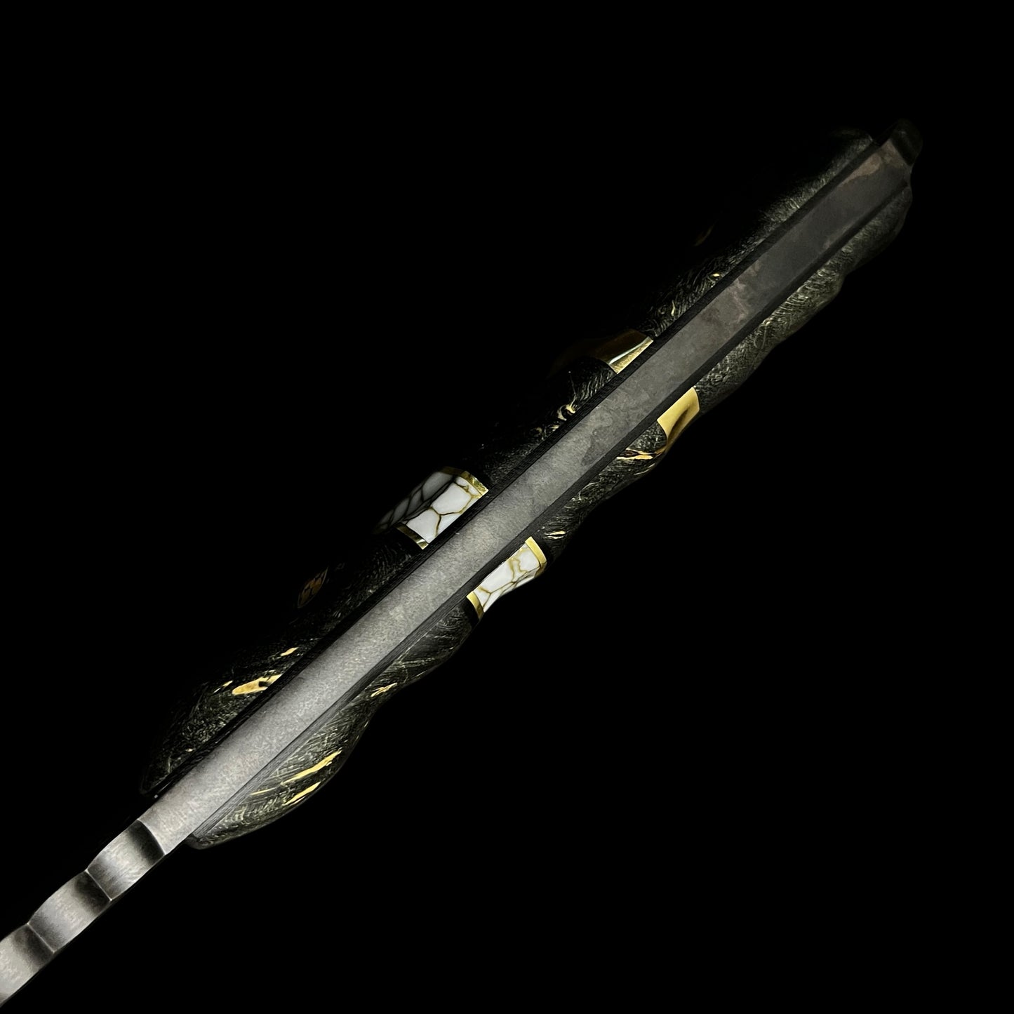 Bowie Knife - Box Elder/ Gold Webbed Tru Stone/ Brass. Pins Mosaic