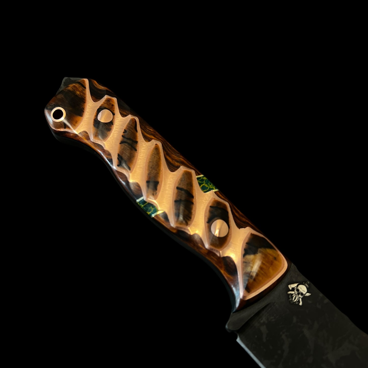 Bowie Knife - Iron Wood/ Brass/ G10/ Arizona Jade Tru Stone/ Copper.
