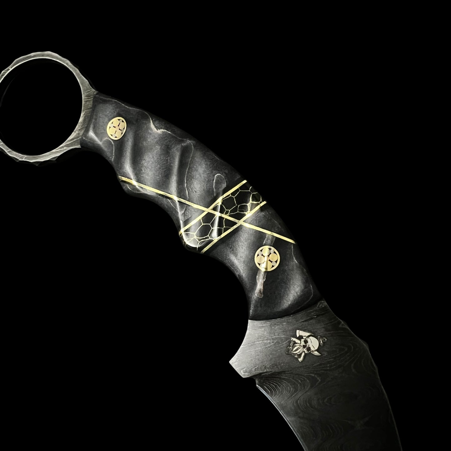 Serial Number 012 Karambit- Maple/ Gold webbed Tru stone/ Brass.