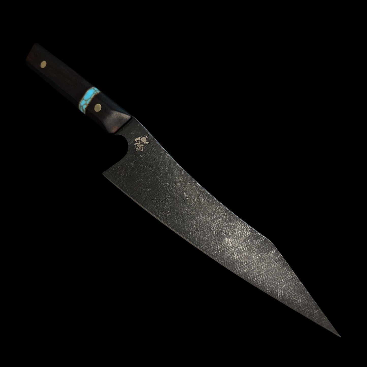 AEBL GYUTO- Iron Wood/ Brass/ Natural Micarta/ Gold Webbed Turquoise.