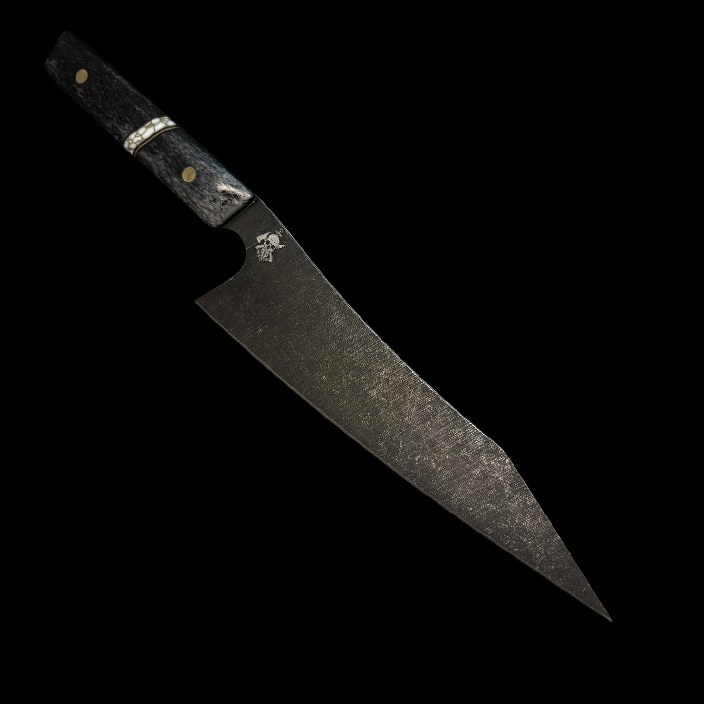 AEBL GYUTO- Camel Bone/ Black G10/ Brass/ Gold Webbed Trustone.