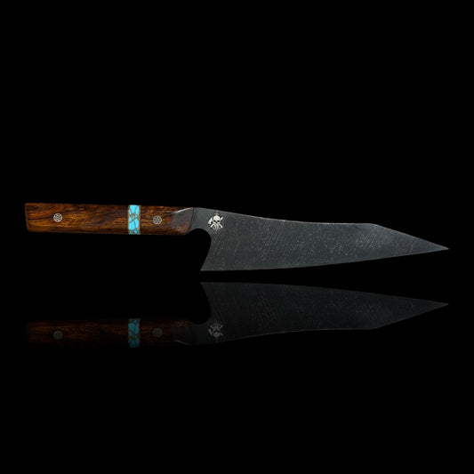 AEBL GYUTO- Iron Wood/ Brass/ Natural Micarta/ Gold Webbed Turquoise.