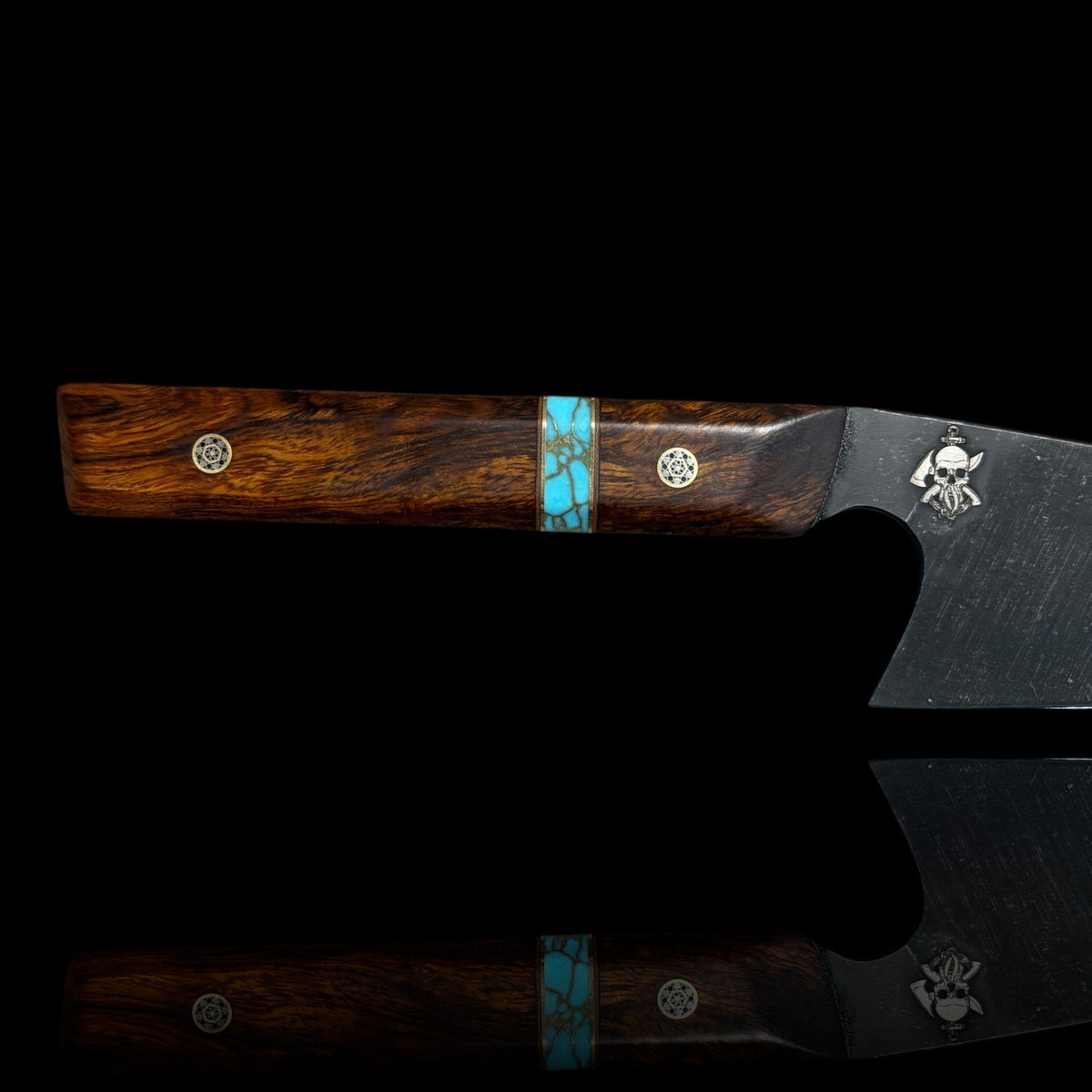 AEBL GYUTO- Iron Wood/ Brass/ Natural Micarta/ Gold Webbed Turquoise.