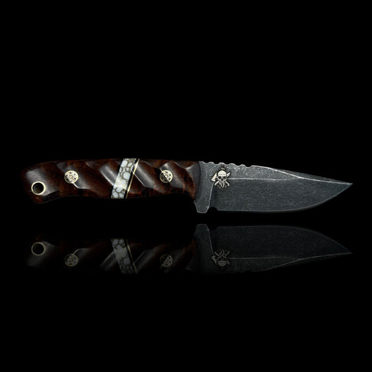 Micro Fieldcraft- Tasmanian black wood/ brass/ g10/ gold webbed true stone. Pins mosaic