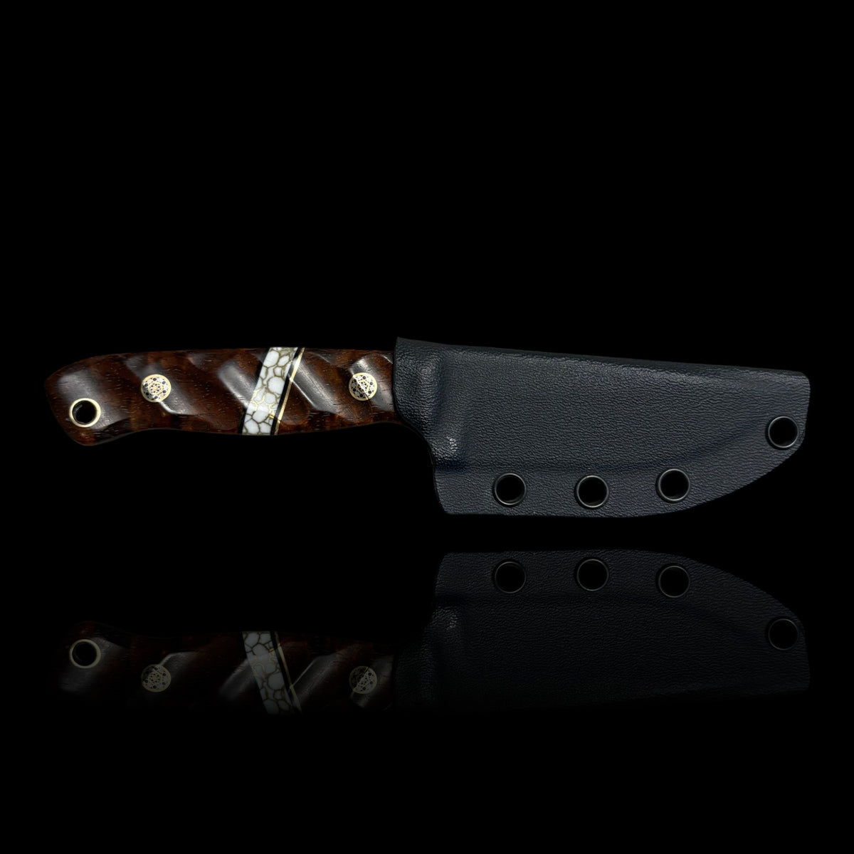 Micro Fieldcraft- Tasmanian black wood/ brass/ g10/ gold webbed true stone. Pins mosaic