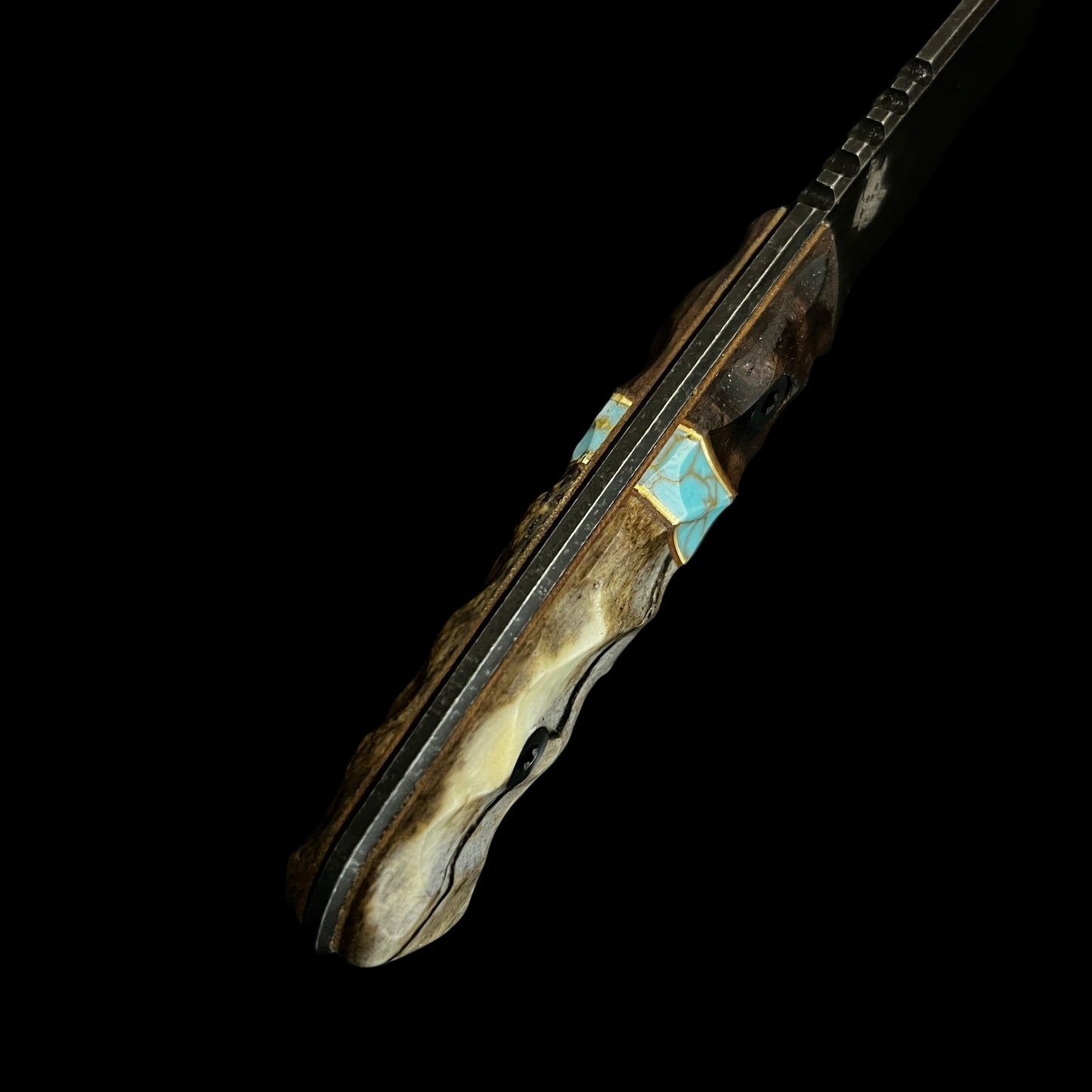 MICRO FIELDCRAFT- WALLNUT/ NATURAL MICARTA/ BRASS/ GOLD WEBBED TURQUOISE/ GIRRAFES BONE