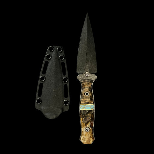 SEA SYKES- Walnut/ Natural Micarta/ Gold Webbed Turquoise/ Giraffe Bone