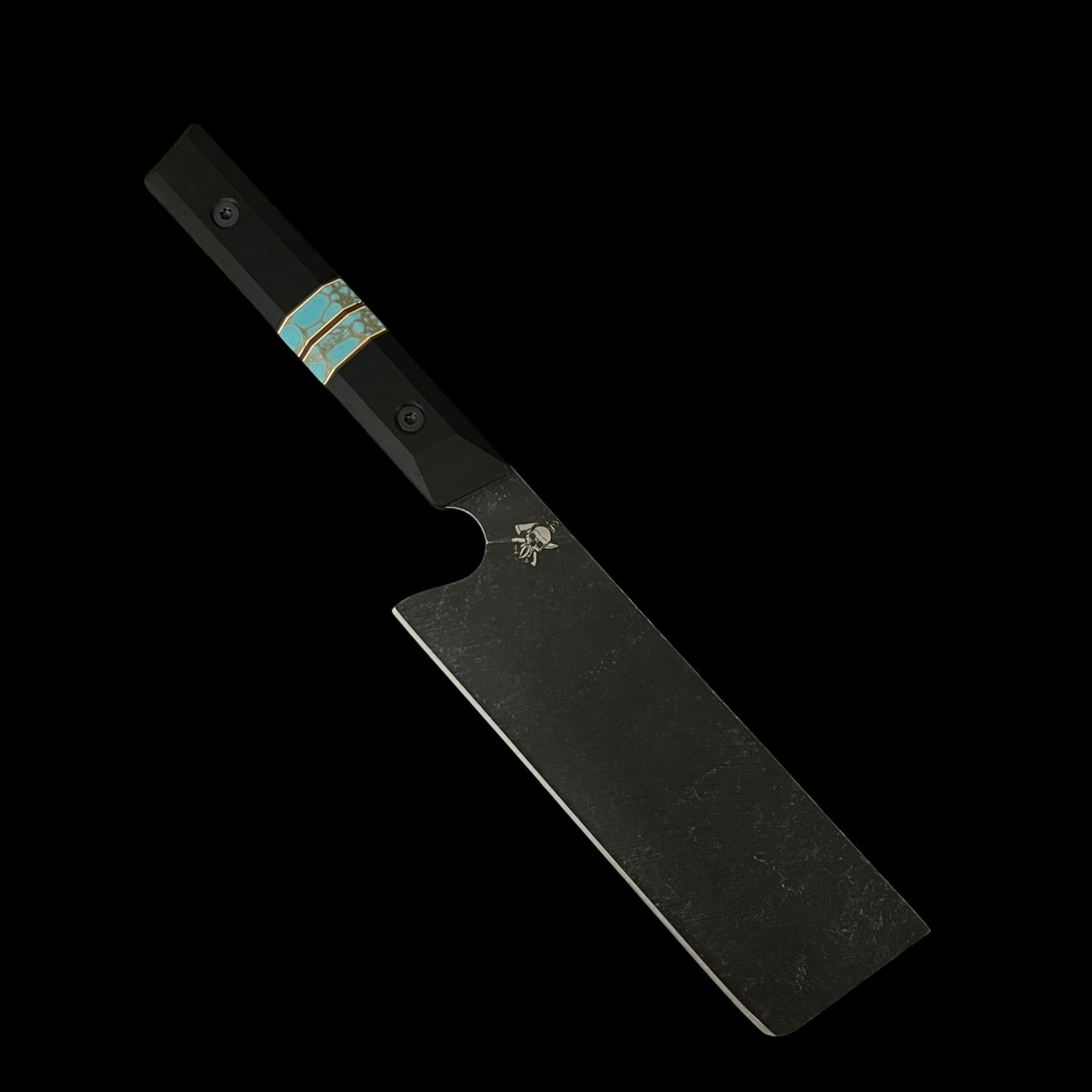 NAKIRI- AFRICAN BLACK WOOD/ Natural Micarta/ Gold webbed turquoise/ Brass