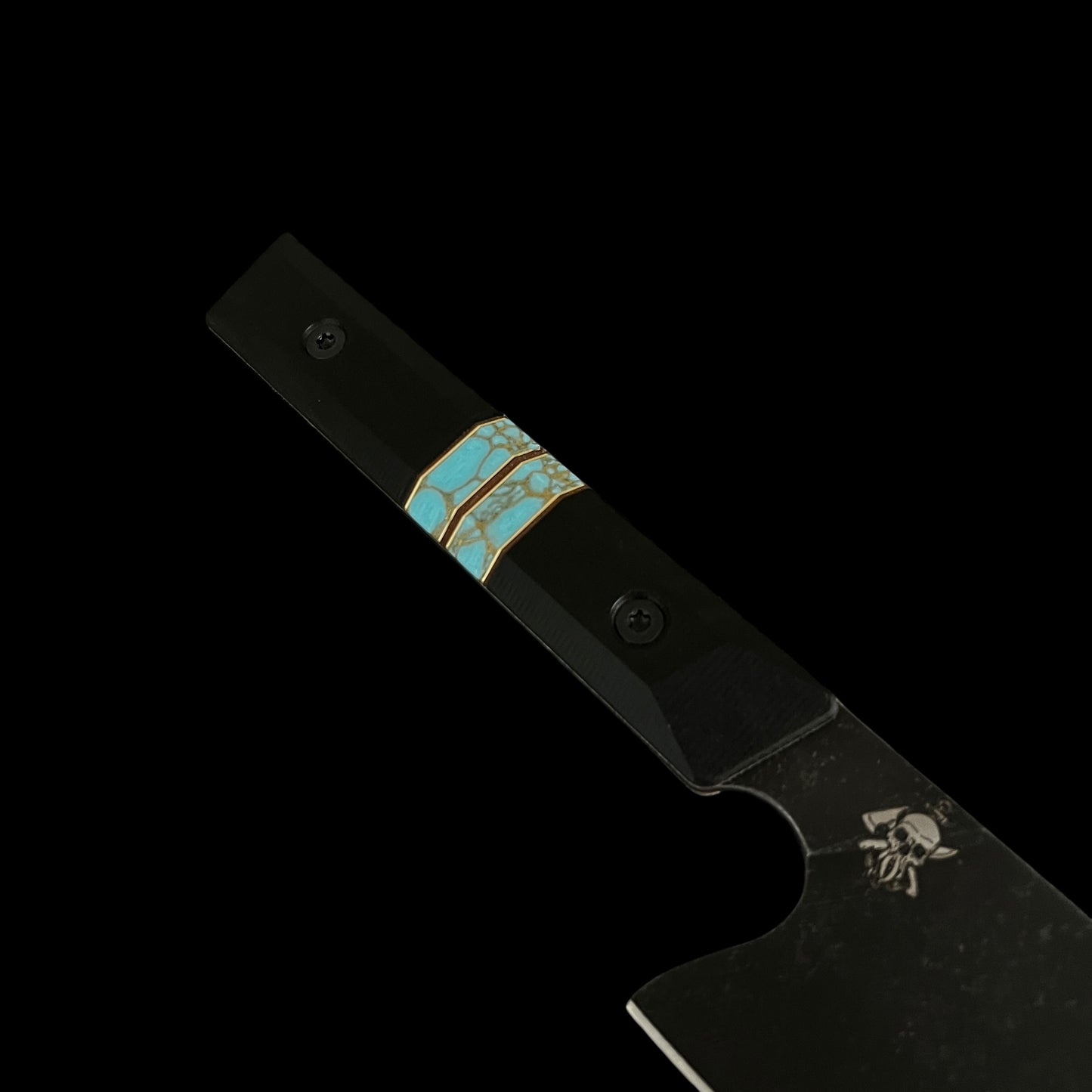 NAKIRI- AFRICAN BLACK WOOD/ Natural Micarta/ Gold webbed turquoise/ Brass