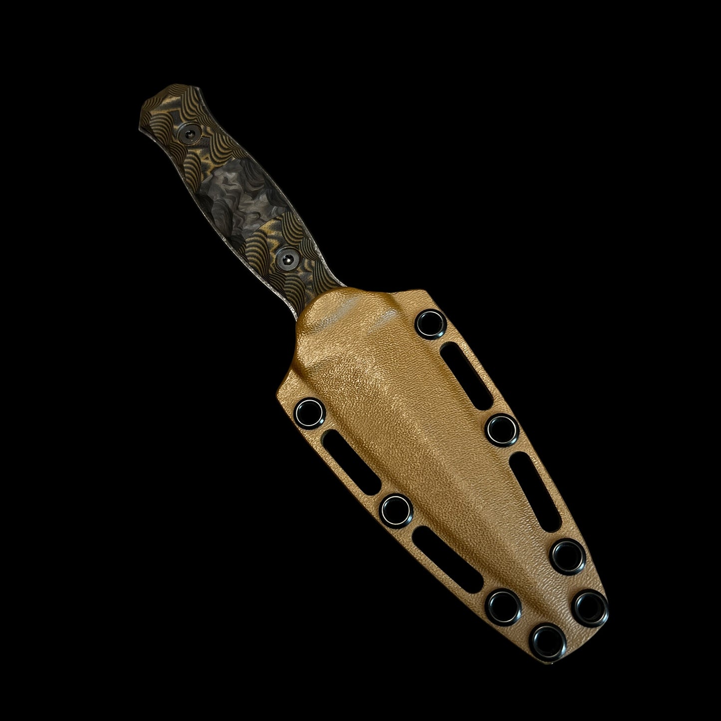 SEA SYKES-Tan and Black G10/ Marbled Carbon Fiber.