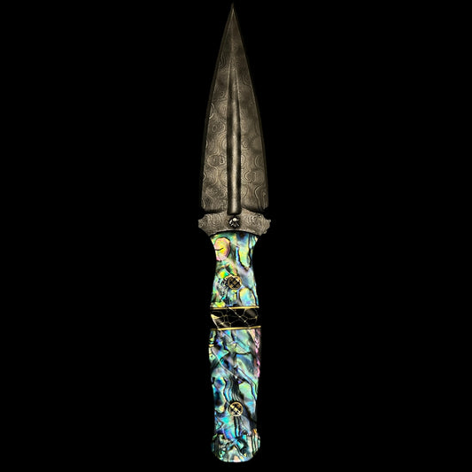 SEA SYKES DAGG_IR MOD 1- Synthetic abalone/ gold webbed onyx/ Brass.