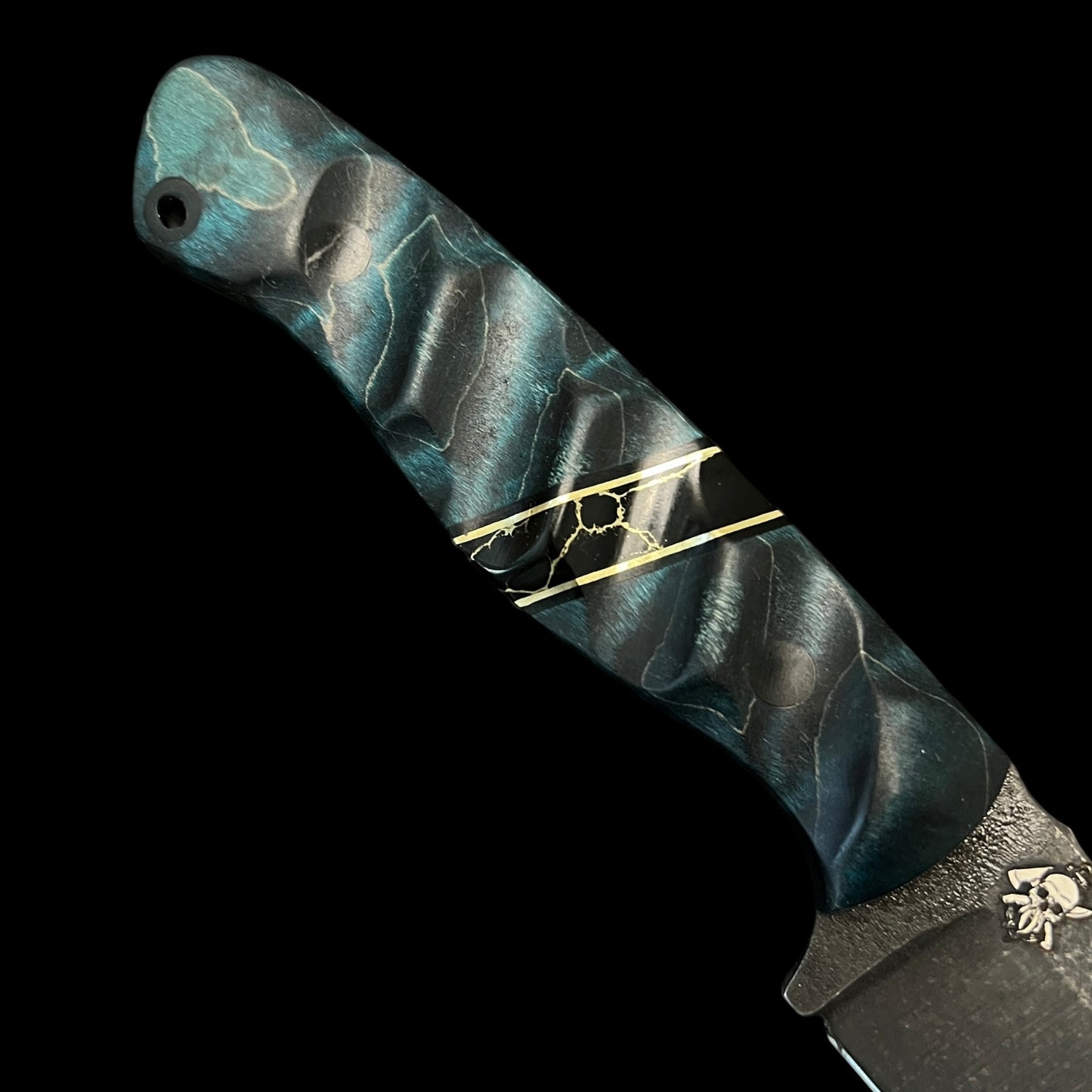 Fieldcraft- Maple Burl/ Brass/ Gold Webbed Onyx. Pins- Carbon Fiber