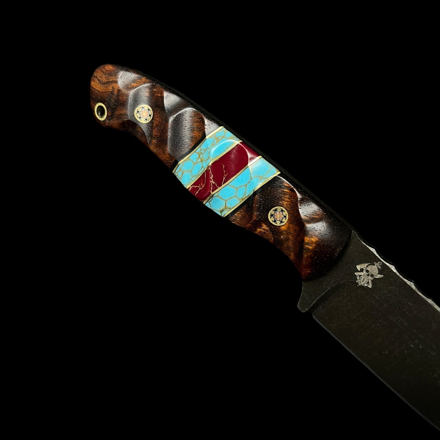 Fieldcraft-Hawaiian Curly Koa/ Brass/ Gold Webbed Turquoise/ Gold Webbed Tru . Pins- Mosaic