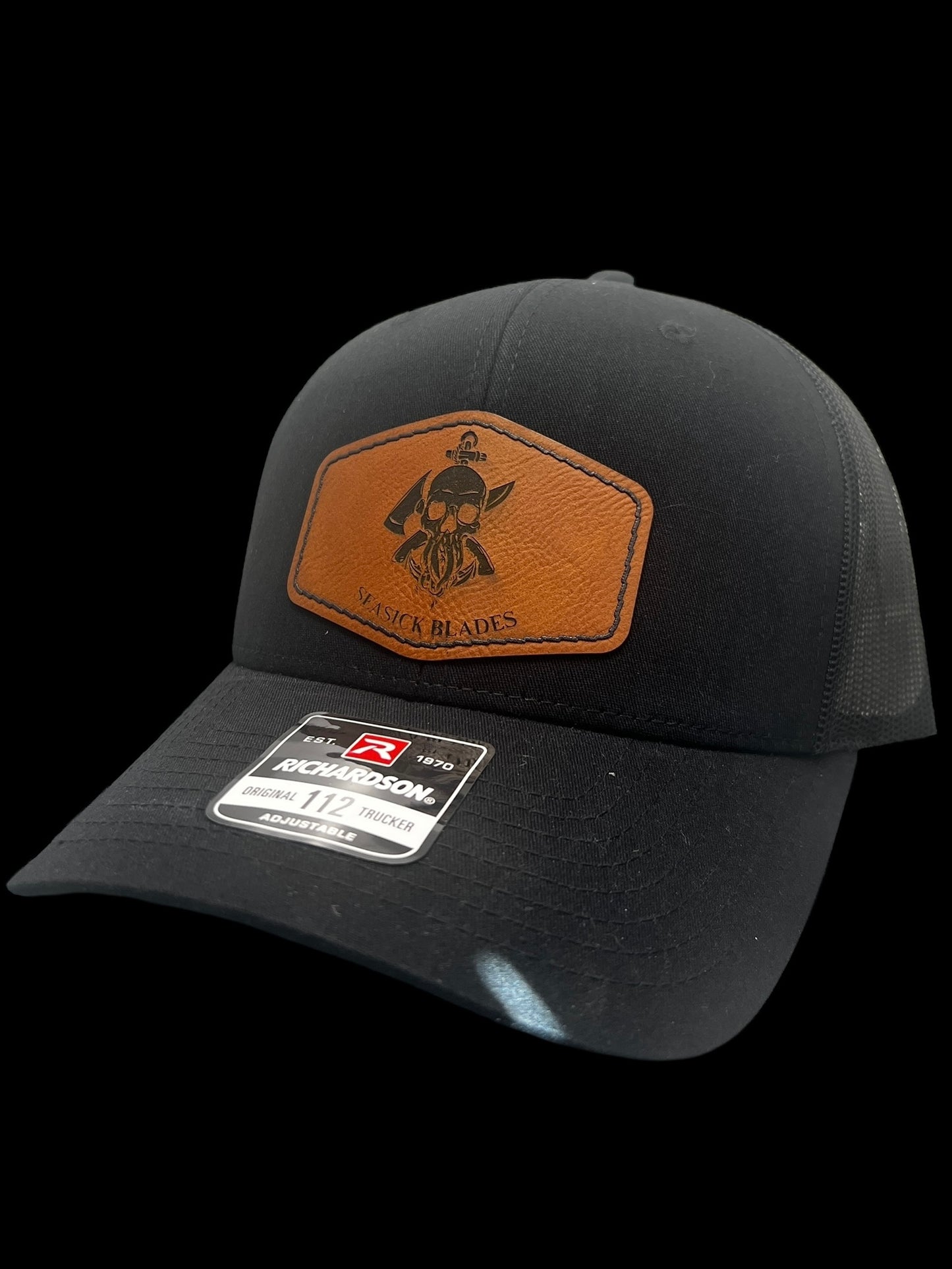 Seasick Blades Leather Patch Hat- Black