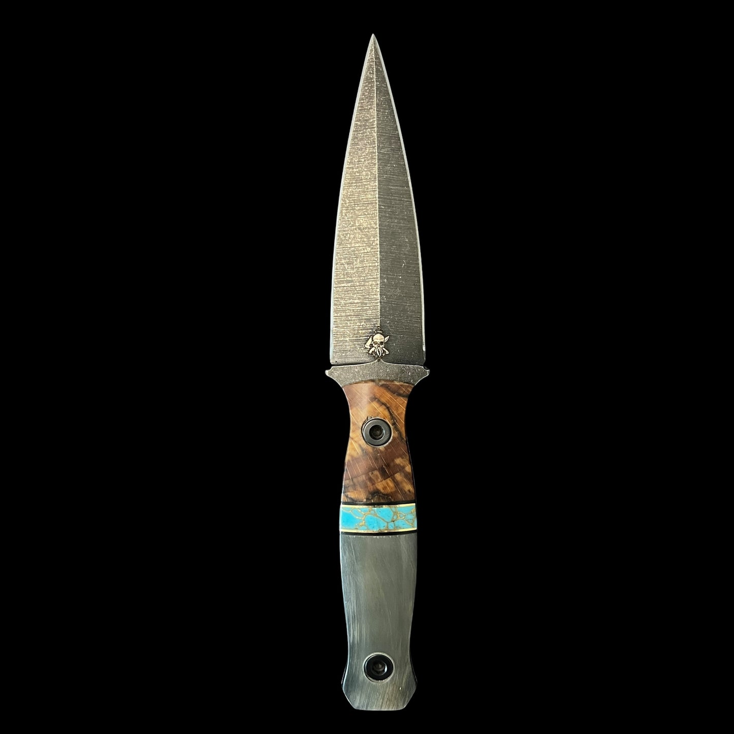 Sea Sykes- Spalted Mahagany/ Brass/ Gold Webbed Turquoise/ Ram Horn