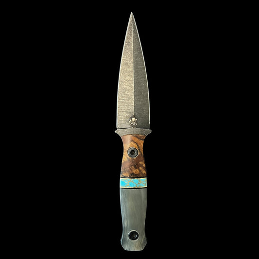 Sea Sykes- Spalted Mahagany/ Brass/ Gold Webbed Turquoise/ Ram Horn