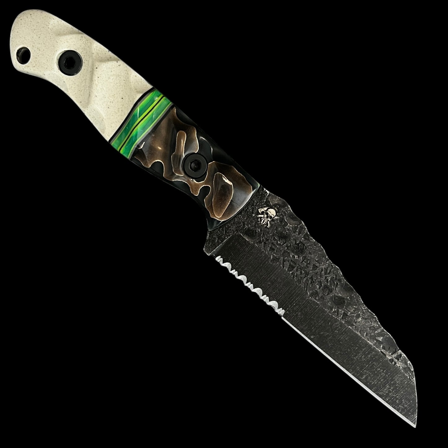 Flying Shark Scales X Seasick Blades Collab. Wharncliffe- Copper mesh resin/ G10/ Resin/ Corian