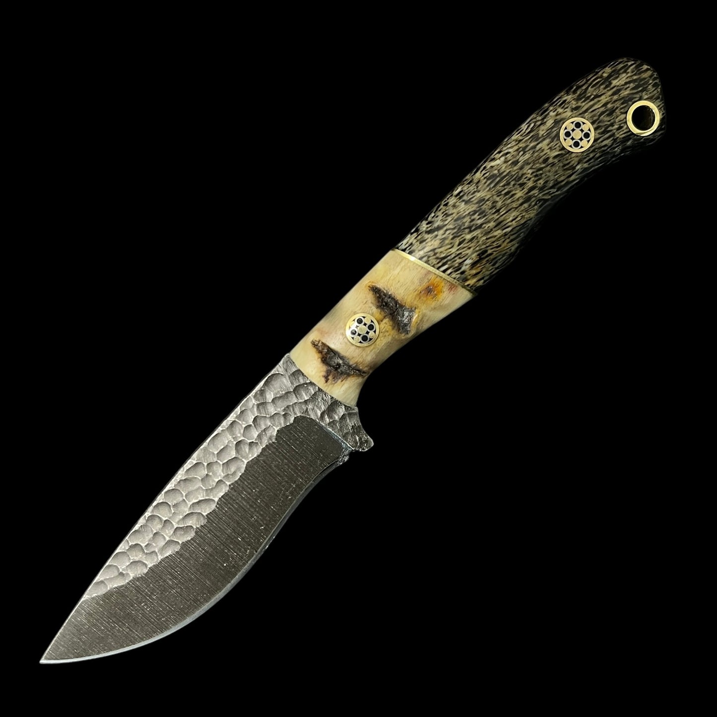 Micro Skinner- Rams Horn/ Brass/ Giraffe Bone. Pins- Mosaic