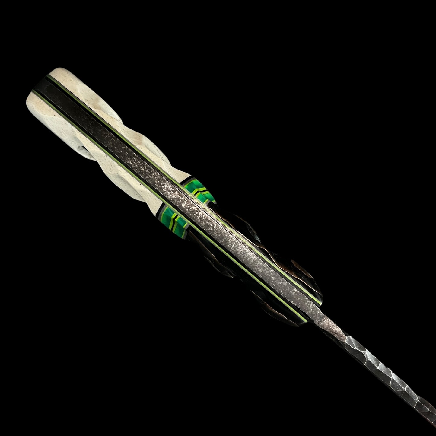 Flying Shark Scales X Seasick Blades Collab. Wharncliffe- Copper mesh resin/ G10/ Resin/ Corian