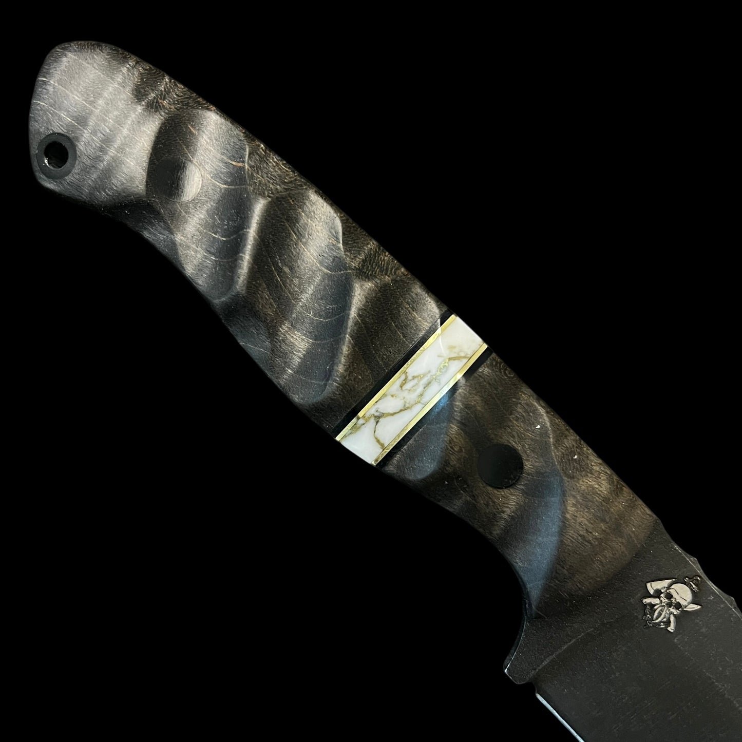 Fieldcraft- Maple Burl/ Brass/ Gold Webbed Trustone. Pins- Carbon Fiber