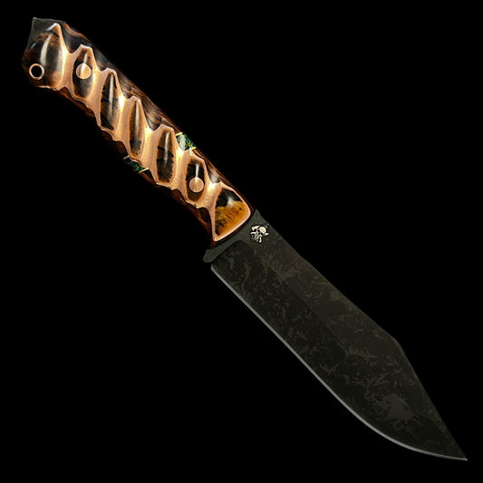 Bowie Knife - Iron Wood/ Brass/ G10/ Arizona Jade Tru Stone/ Copper.