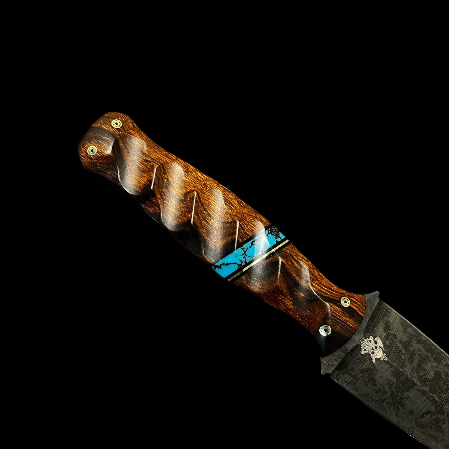 Sea Sykes- Iron Wood/ Brass/ G10/ Webbed Turquoise. Pins- Mosaic.
