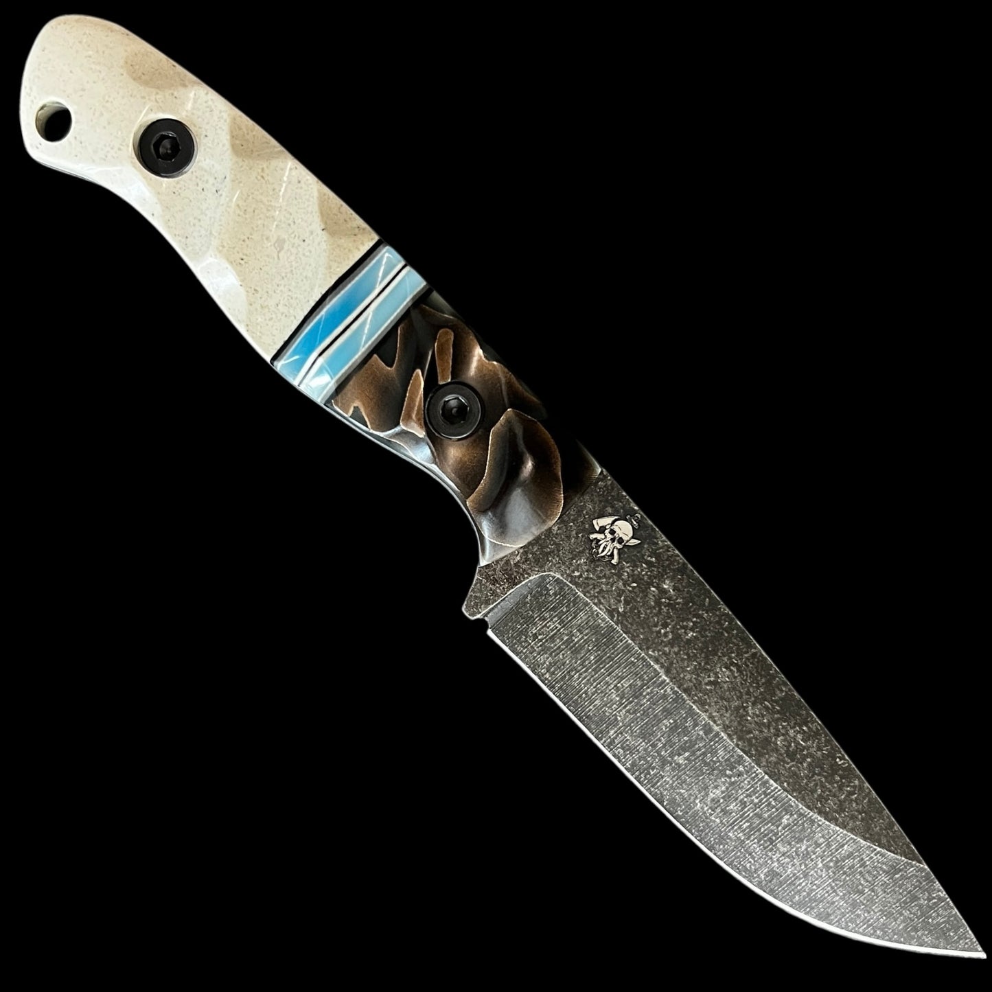 Flying Shark Scales X Seasick Blades Collab. Fieldcraft- Copper mesh resin/ G10/ Resin/ Corian