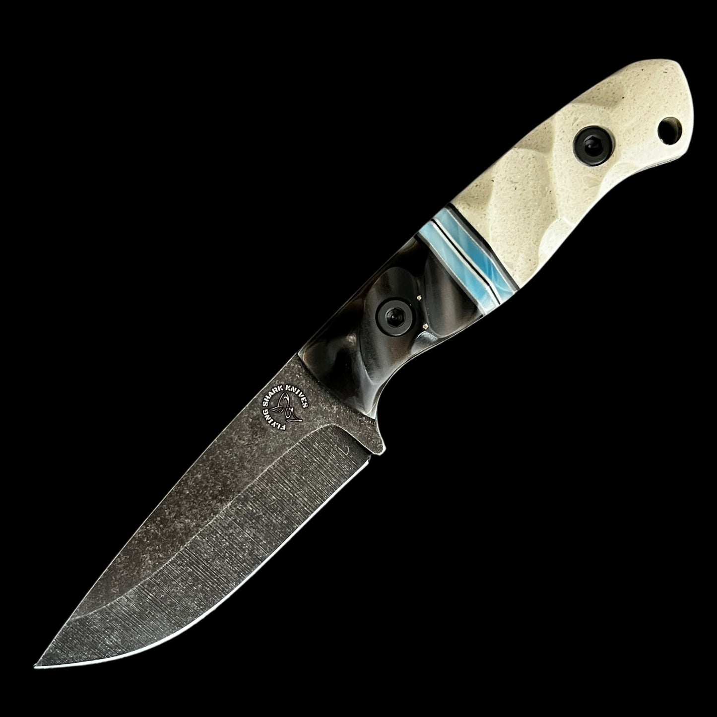 Flying Shark Scales X Seasick Blades Collab. Fieldcraft- Copper mesh resin/ G10/ Resin/ Corian