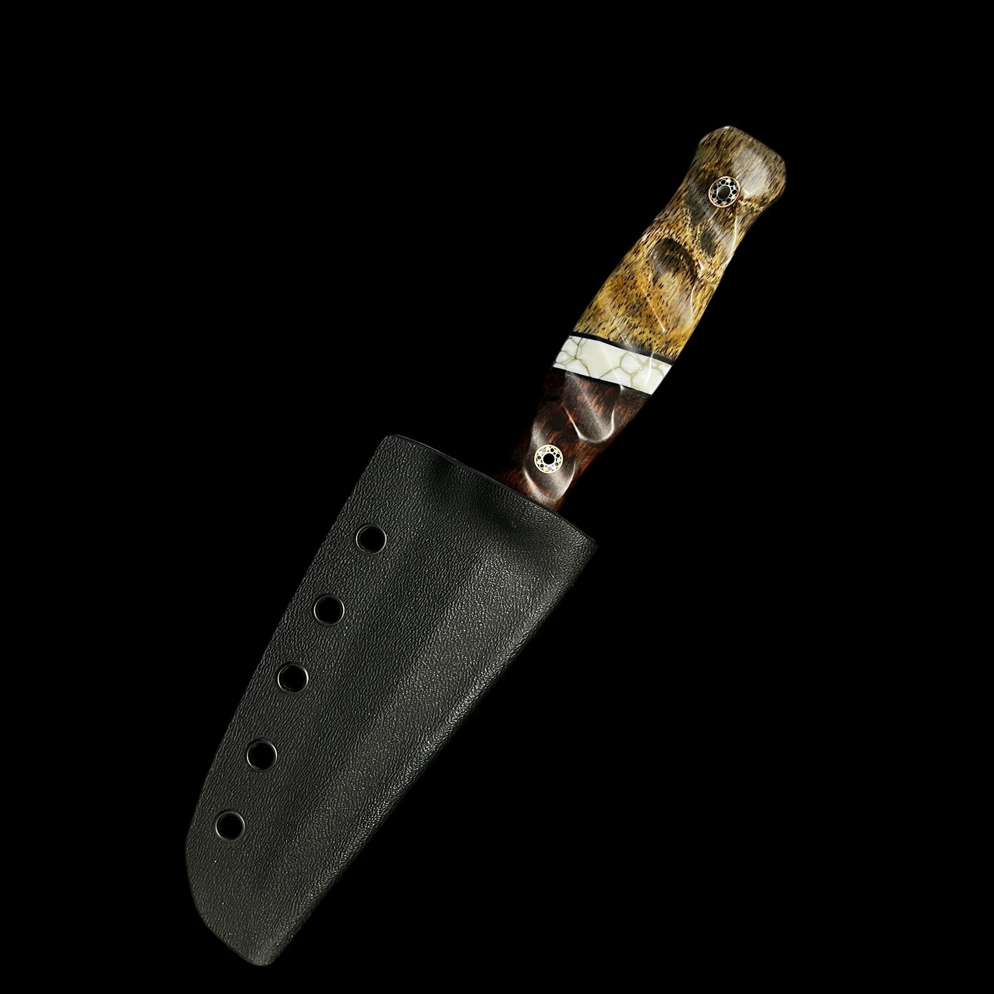 Sea Sykes- Snake Wood/ G10/ Gold Webbed Tru Stone/ Giraffe Bone. Pins- Mosaic